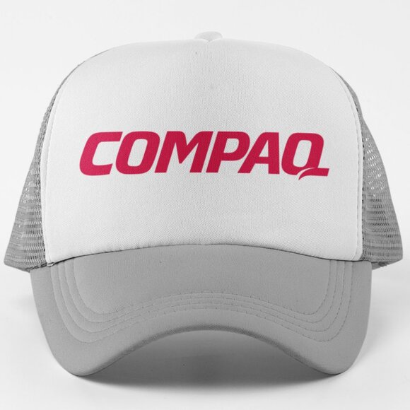 NEW Compaq Retro Foam Trucker Mesh Snapback Hat 2TONE GRAY WHITE
